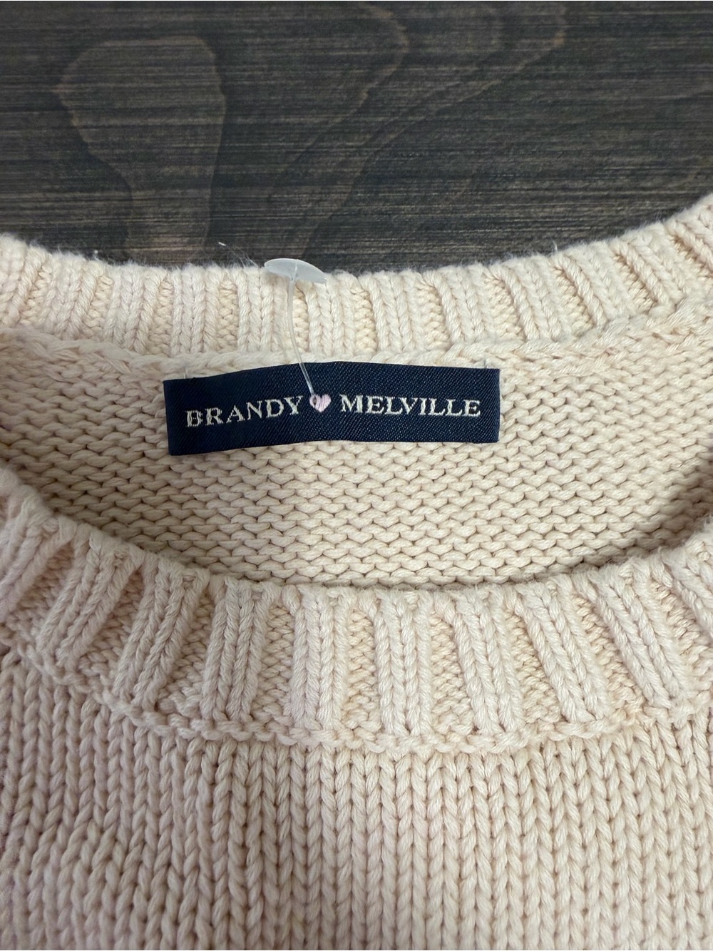 Brandy Melville Cream and Black Striped Crewneck Sweater - Picture 2 of 6